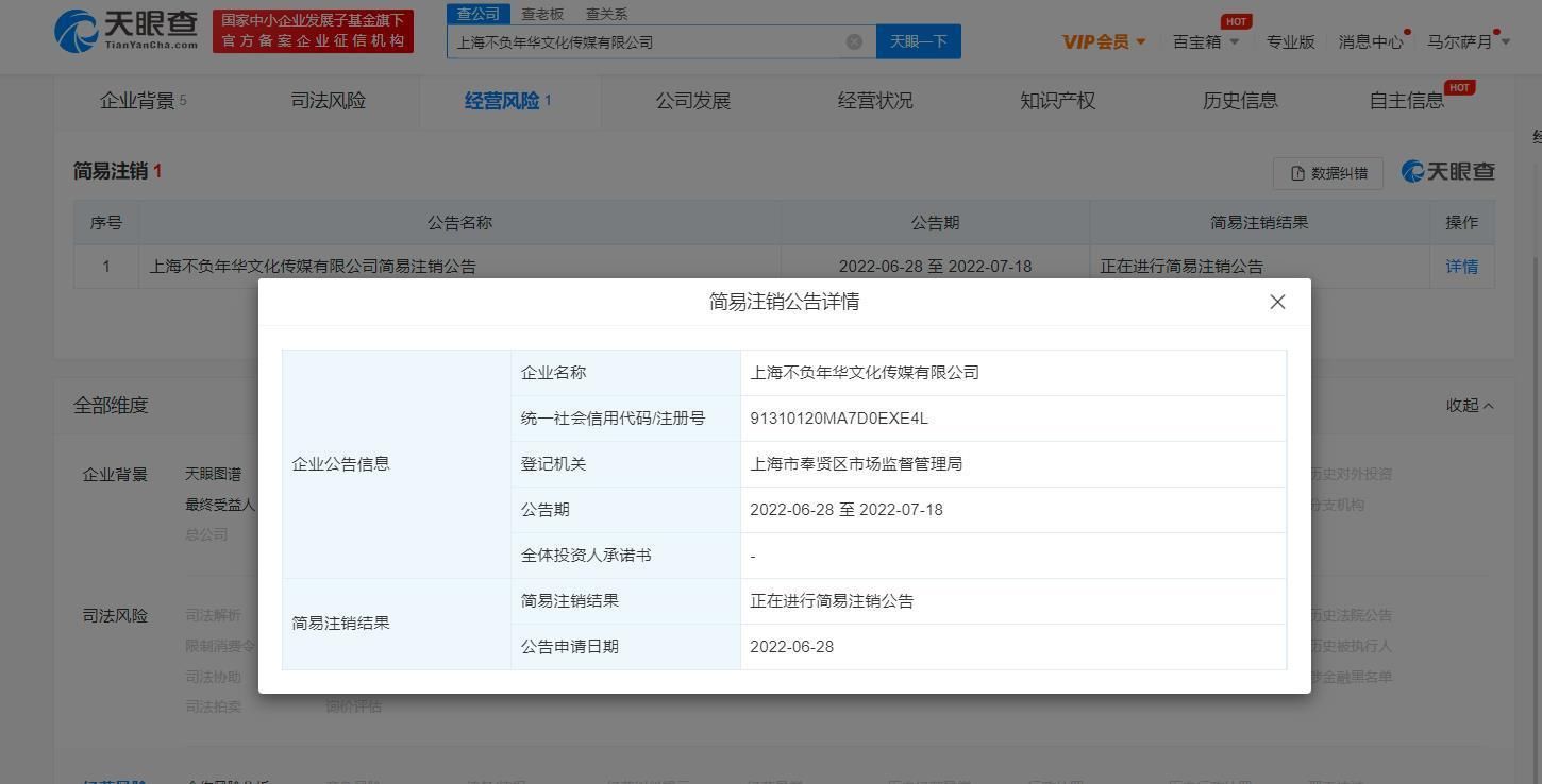 劉敏濤旗下傳媒公司申請簡易注銷，企業形象策劃服務走向終結